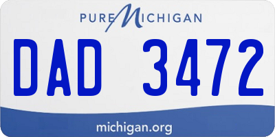 MI license plate DAD3472