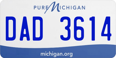 MI license plate DAD3614