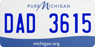 MI license plate DAD3615