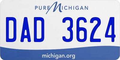MI license plate DAD3624
