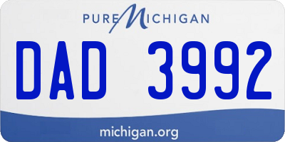 MI license plate DAD3992