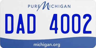 MI license plate DAD4002