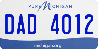 MI license plate DAD4012