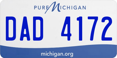 MI license plate DAD4172