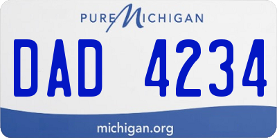 MI license plate DAD4234