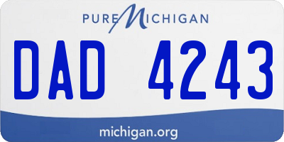 MI license plate DAD4243