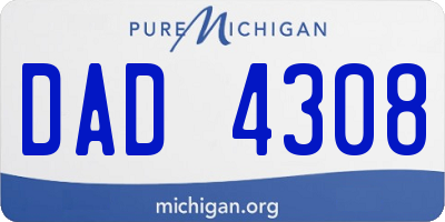 MI license plate DAD4308