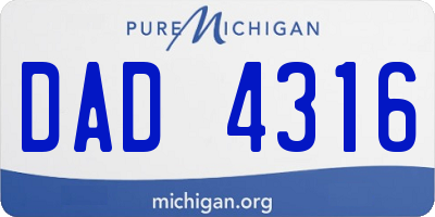 MI license plate DAD4316