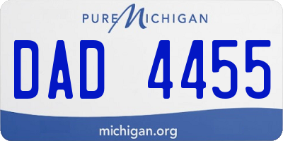 MI license plate DAD4455