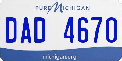 MI license plate DAD4670