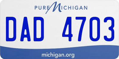 MI license plate DAD4703