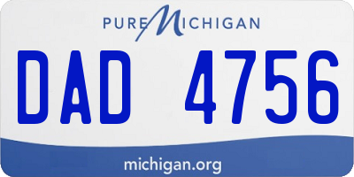 MI license plate DAD4756
