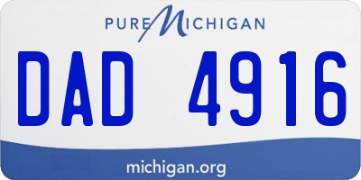 MI license plate DAD4916