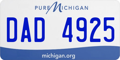 MI license plate DAD4925