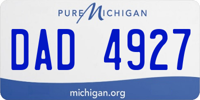 MI license plate DAD4927