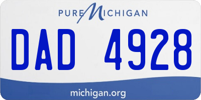 MI license plate DAD4928