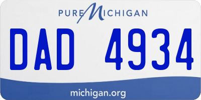 MI license plate DAD4934