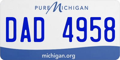 MI license plate DAD4958
