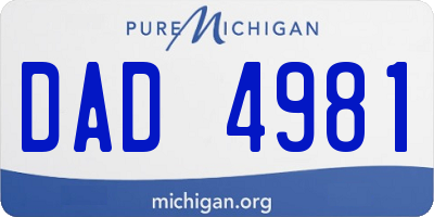 MI license plate DAD4981
