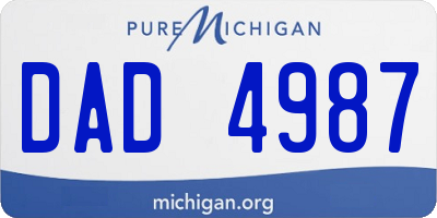 MI license plate DAD4987