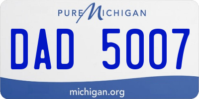 MI license plate DAD5007