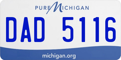 MI license plate DAD5116