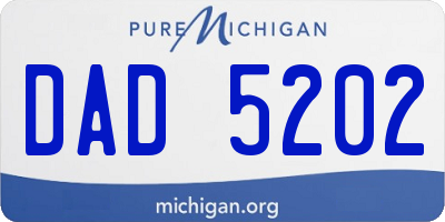 MI license plate DAD5202