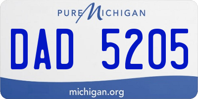 MI license plate DAD5205