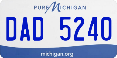 MI license plate DAD5240