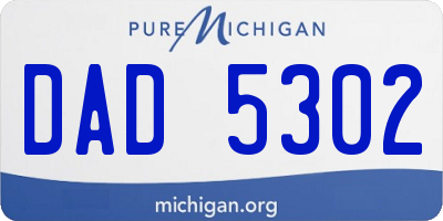 MI license plate DAD5302