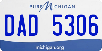 MI license plate DAD5306