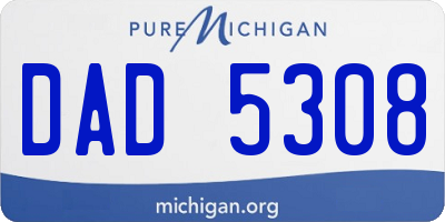 MI license plate DAD5308