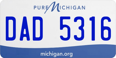 MI license plate DAD5316