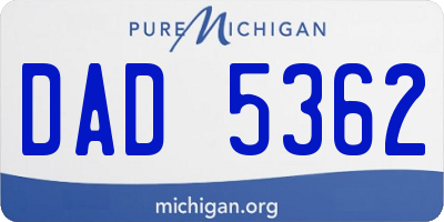 MI license plate DAD5362