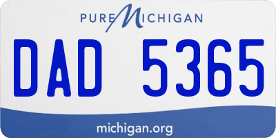 MI license plate DAD5365
