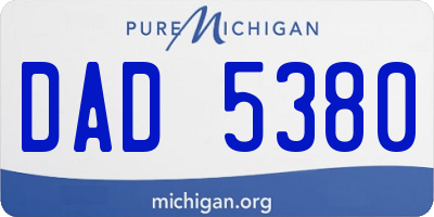 MI license plate DAD5380