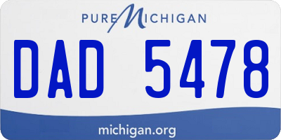 MI license plate DAD5478