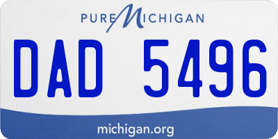 MI license plate DAD5496