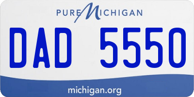 MI license plate DAD5550