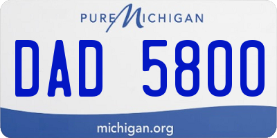 MI license plate DAD5800