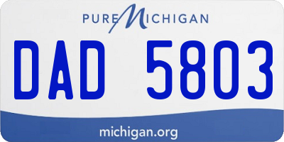 MI license plate DAD5803