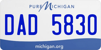 MI license plate DAD5830