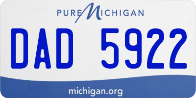 MI license plate DAD5922