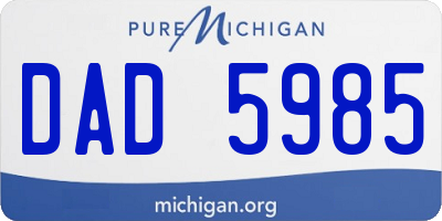 MI license plate DAD5985