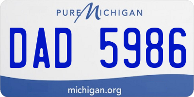 MI license plate DAD5986