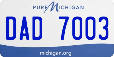 MI license plate DAD7003