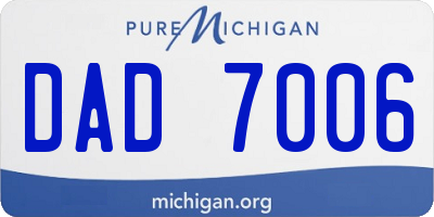 MI license plate DAD7006