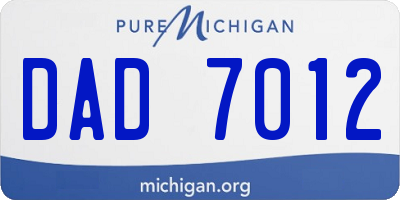 MI license plate DAD7012