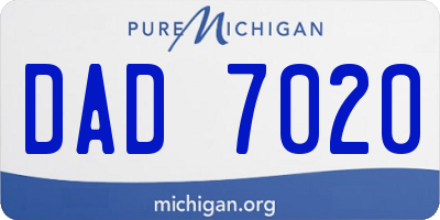 MI license plate DAD7020