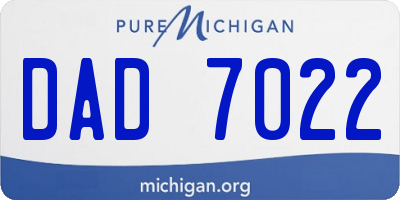 MI license plate DAD7022